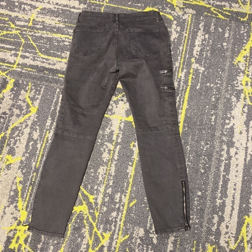 Madewell Multi Zip Dark Gray Wash SKINNY SKINNY Moto Low Rise Jeans EUC - Picture 7 of 7
